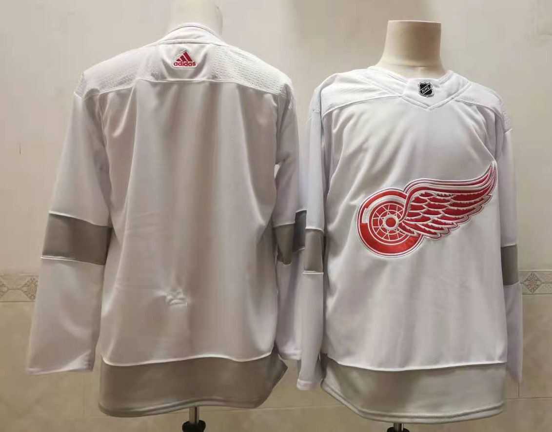 Men Detroit Red Wings Blank White Authentic Stitched 2020 Adidias NHL Jersey